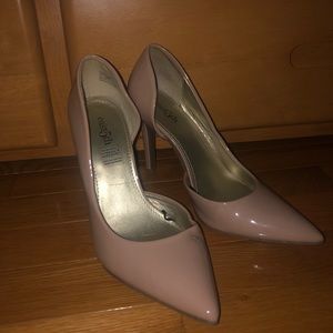 EAST 5th white (vegan leather) and nude (glossy) pumps [size 6, size 6.5]